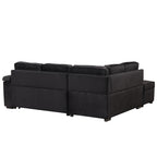 Modern Velvet Sleeper Sofa Bed with Storage Ottoman, Black, 84.75' L Shape - Grand Goldman Shop