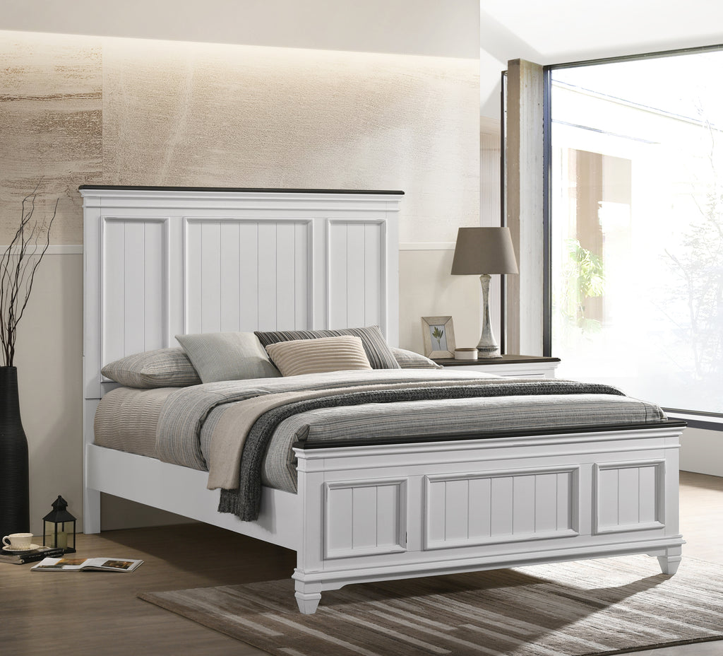 Clelane 3-Piece Wood Bedroom Set, Shiplap Panel Queen Bed and 2 Nightstand - Grand Goldman Shop