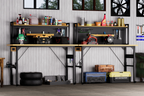 71''Adjustable Workbench with pegboard, Heavy Duty Wooden Desktop Workbench with Wheels, 1600 lb. Load Capacity, Rolling Work