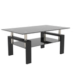 Rectangle Black Glass Coffee Table, Clear Coffee Table,Modern Side Center Tables for Living Room,Living Room Furniture (Old Sku:W24138125) - Grand Goldman Shop