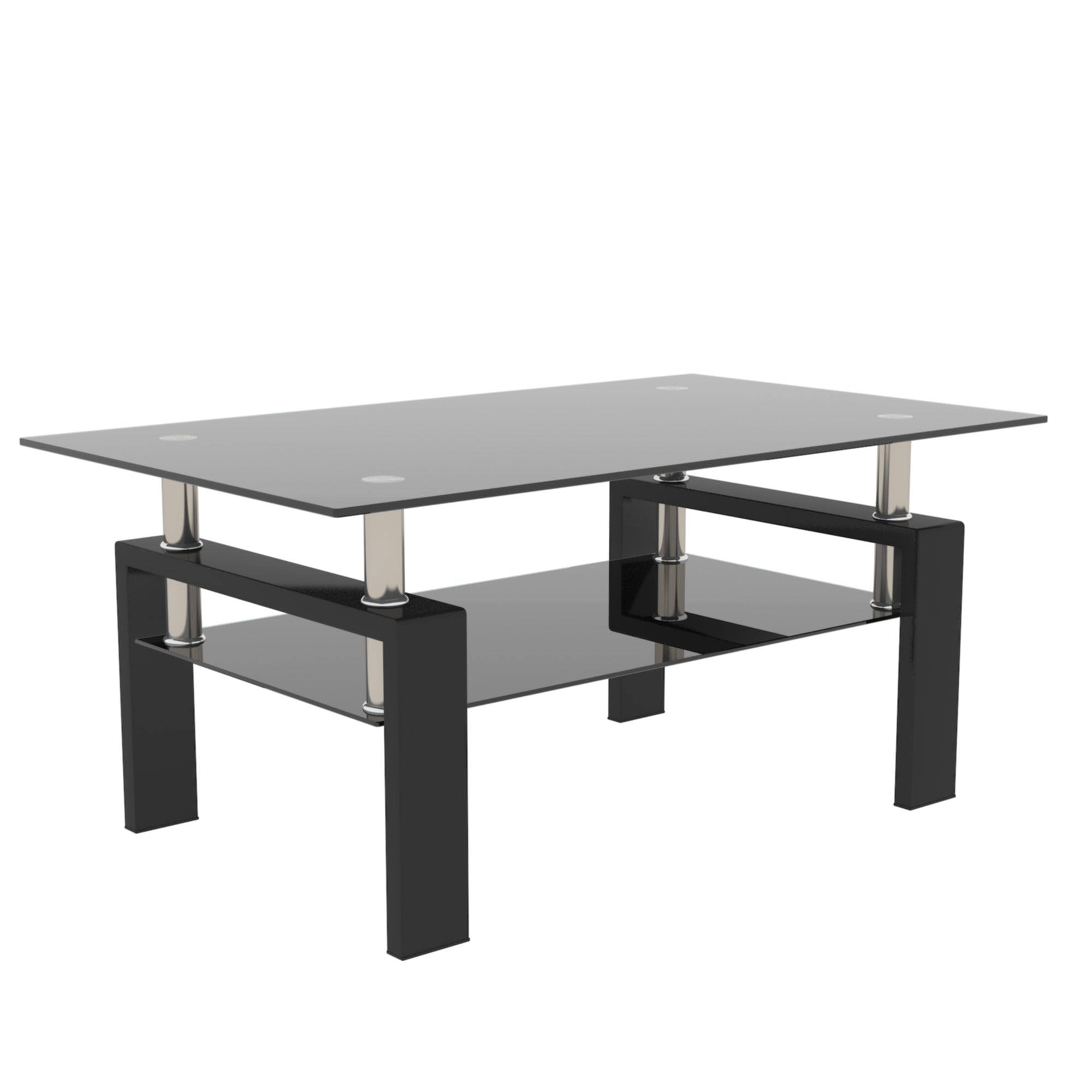Rectangle Black Glass Coffee Table, Clear Coffee Table,Modern Side Center Tables for Living Room,Living Room Furniture (Old Sku:W24138125) - Grand Goldman Shop