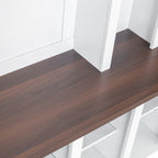 Farmhouse Wooden Hall Tree with 6 Hooks, Walnut Storage Bench with Adjustable Shelves, 4-in-1 Entryway Shoe Cabinet with Cubbies for Mudroom, Living Room, White, 76.7'H (OLD SKU: N721S000044K) - Grand Goldman Shop