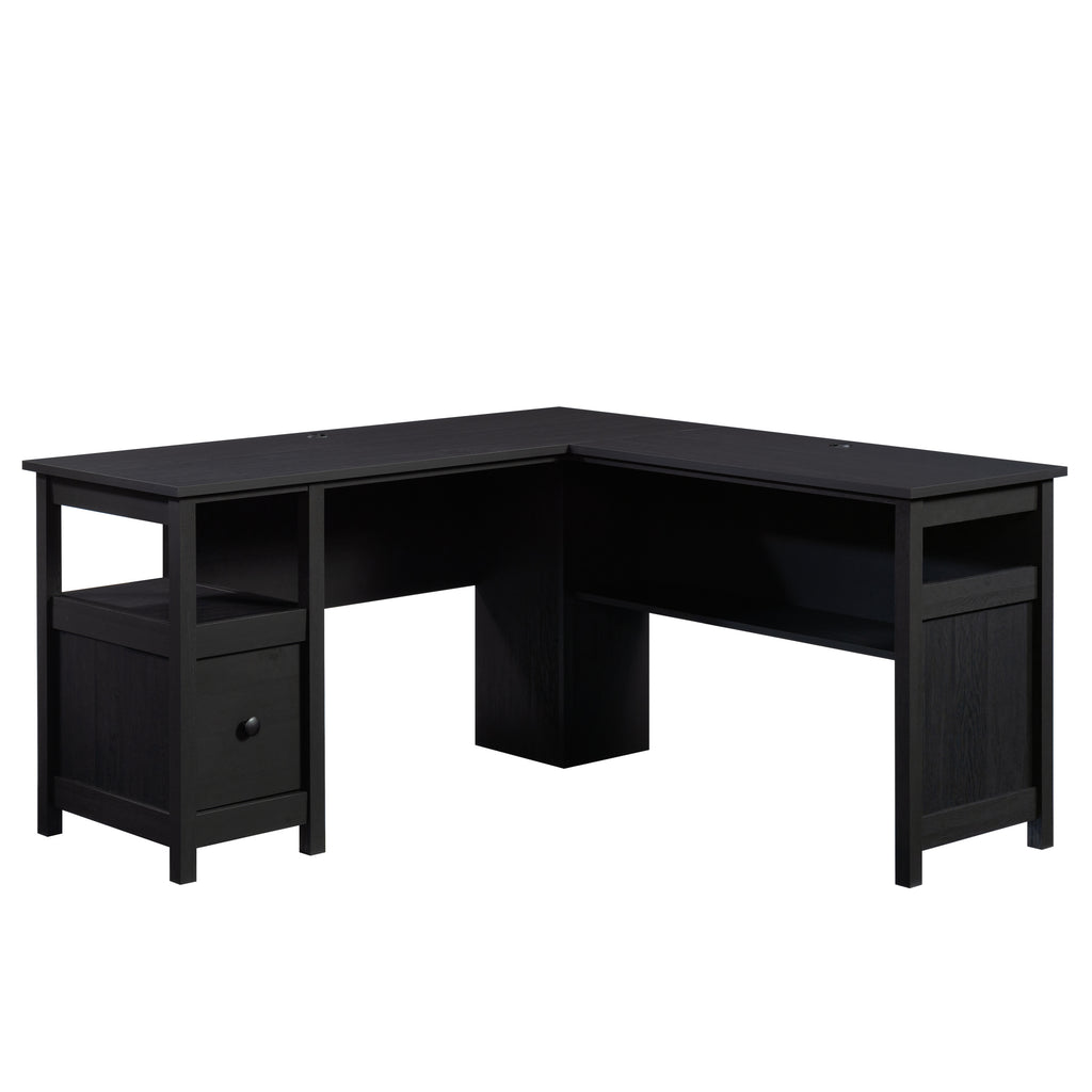 Traditional L-Shaped Desk with File Drawer, Black finish - Grand Goldman