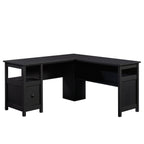 Traditional L-Shaped Desk with File Drawer, Black finish - Grand Goldman