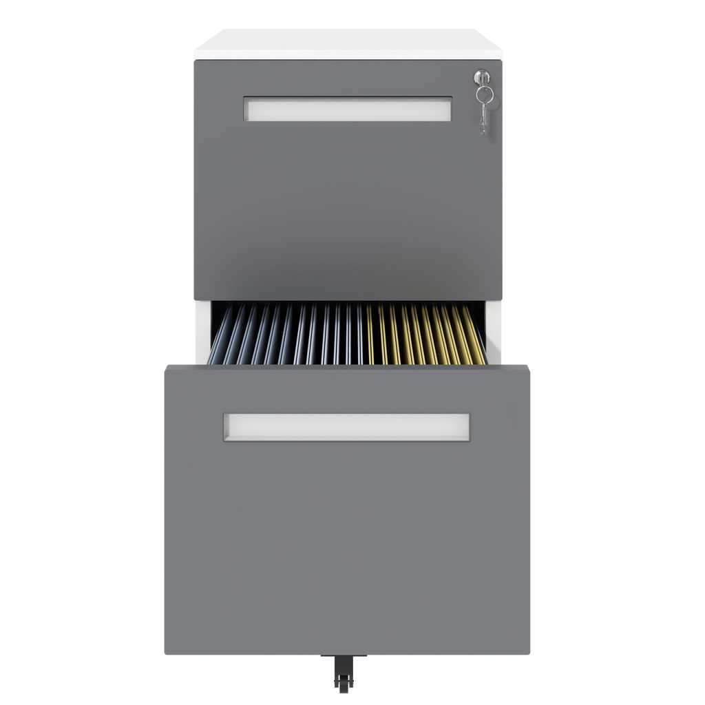 Stylish 2-Drawer Mobile File Cabinet with Lock, All-Steel Metal Storage Cabinet on 360° Wheels, White Finish, Holds A4/Letter