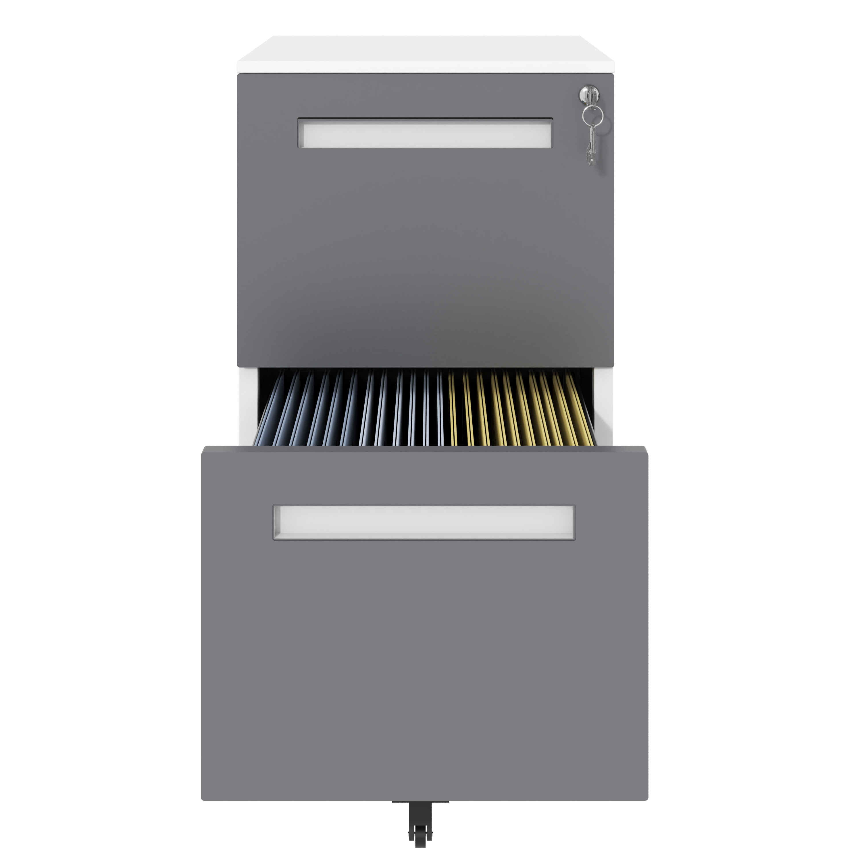Stylish 2-Drawer Mobile File Cabinet with Lock, All-Steel Metal Storage Cabinet on 360° Wheels, White Finish, Holds A4/Letter