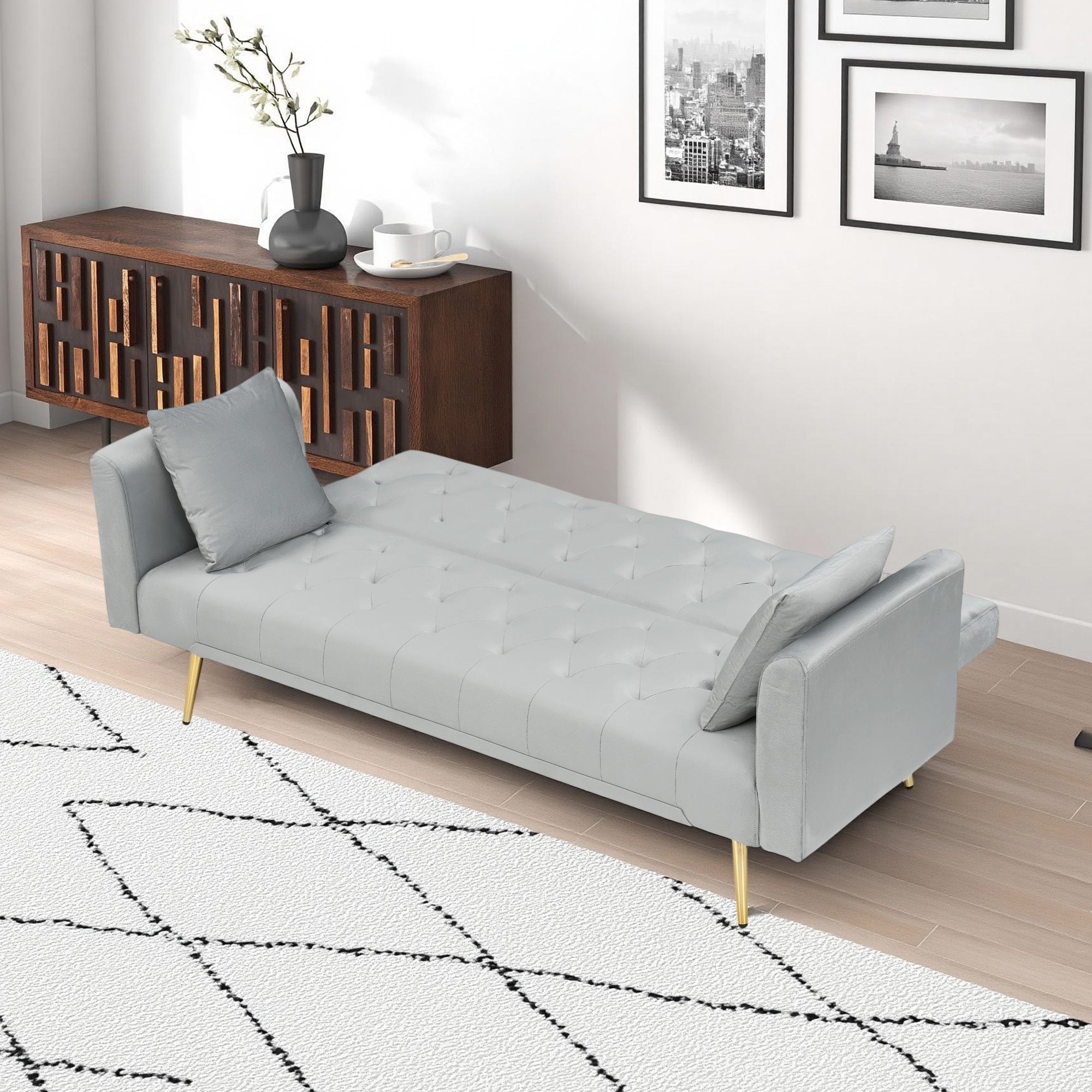 71-inch convertible love seat sofa, American vintage grey velvet material, suitable for small living room, bedroom, office - Grand Goldman Shop