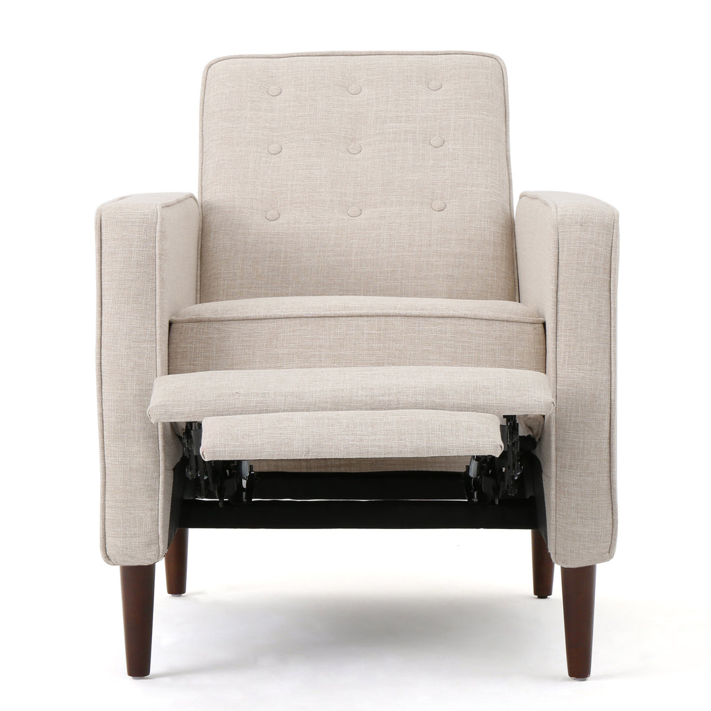 Macedonia Mid-Century Modern Button Tufted Fabric Recliner - Grand Goldman Shop