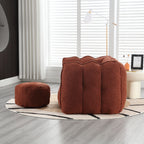 Soft Chenille Bean Bag Chair with High Resilient Foam for Living Room and Bedroom, Comfortable Square Lazy Sofa with Footstool for Adults - Grand Goldman Shop