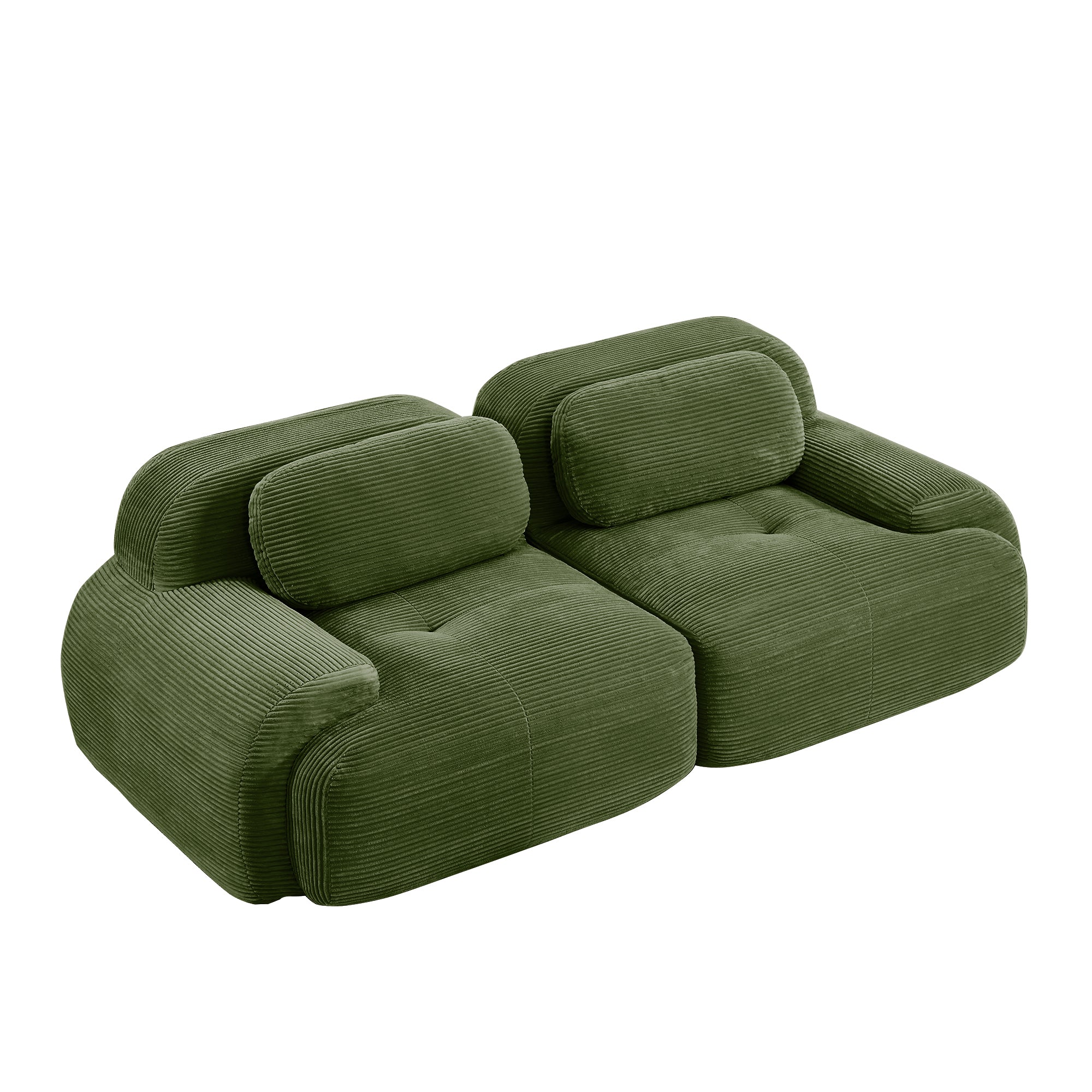82'' loveseat sofa in luxuryCorduroy Fabric modular for free combo separation curved armrests ,anti-slip design high-resilience sponge fits living rooms bedrooms Audiovisual Room,Olive green - Grand Goldman Shop