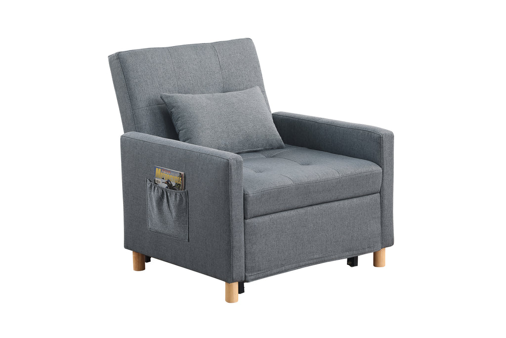 Convertible Sleeper Sofa Chair Bed, Adjustable Chair with Pillow, Multi-Functional Sleeper Chair with Soft Fabric for Living Room, Dorm, Apartment, Bedroom or Office - Grand Goldman Shop