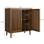 Farmhouse Walnut Sideboard Buffet Cabinet With Louvered Doors, Wood Coffee Bar Storage For Kitchen & Living Room, 31.5' W - Grand Goldman Shop