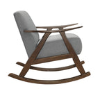Modern Home Furniture 1pc Rocking Chair Gray Fabric Upholstered Dark Walnut Finish Wood Cushion Seat and Back - Grand Goldman Shop