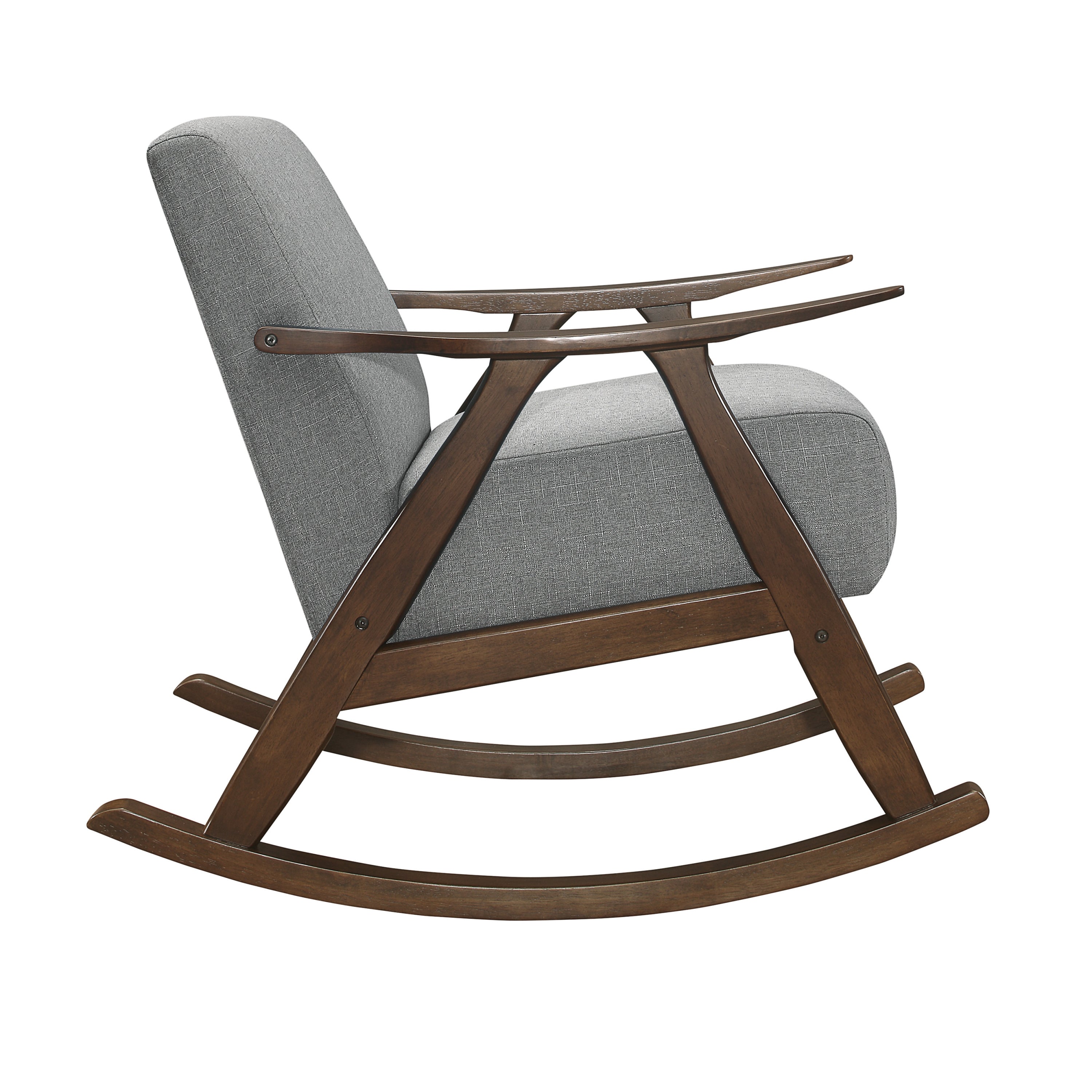 Modern Home Furniture 1pc Rocking Chair Gray Fabric Upholstered Dark Walnut Finish Wood Cushion Seat and Back - Grand Goldman Shop
