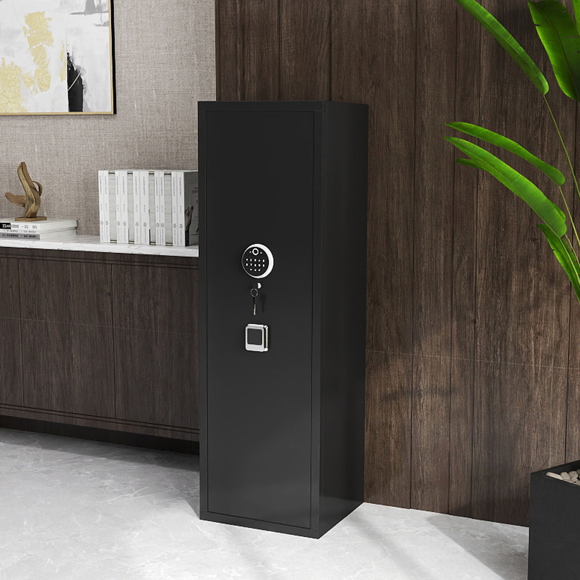 Gun Safes For Home Rifle And Pistols, Fingerprint Electronic Safe With Quick Access, Detachable Partition, No Assembly Requir