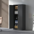 72'H Metal Garage Storage Cabinet, Black Tool Steel Locking Cabinet with Doors and 4 Shelves, Tall Cabinets for Garage Storag