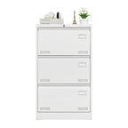 Contemporary White Metal Lateral File Cabinet with Lock, 3 Drawer Office Storage for Legal/Letter/A4/F4 | Premium Home Decor 