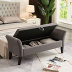 51.5' Bed Bench with Storage Grey Velvet - Grand Goldman Shop