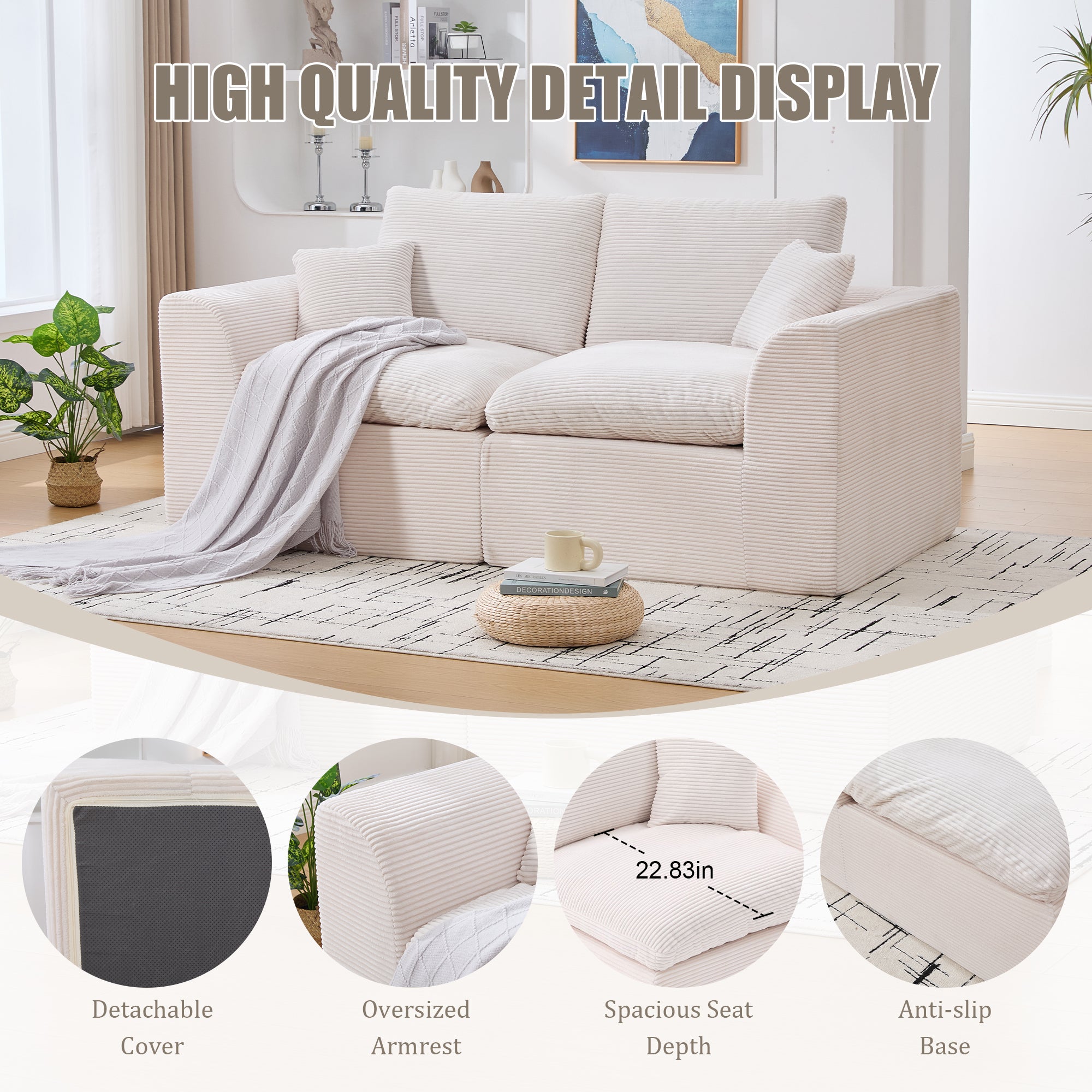UNITED WE WIN Modular Sectional Sofa Cloud Couch,Comfy Cloud Modern Sofa,2 Seater with Cushion Covers Removable Furniture for Living Room Bedroom Apartments Dorms,No Assembly Required - Grand Goldman Shop