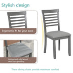 5PCs Modern Dining Set, Rectangular Wooden Dining Table with 4 Upholstered Chairs for Kitchen, Dining Room, Gray - Grand Goldman Shop