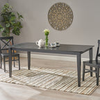 Farmhouse Charm Dining Table with Square Leg Black Solid Wood and MDF 76x35.5 inches - Grand Goldman Shop