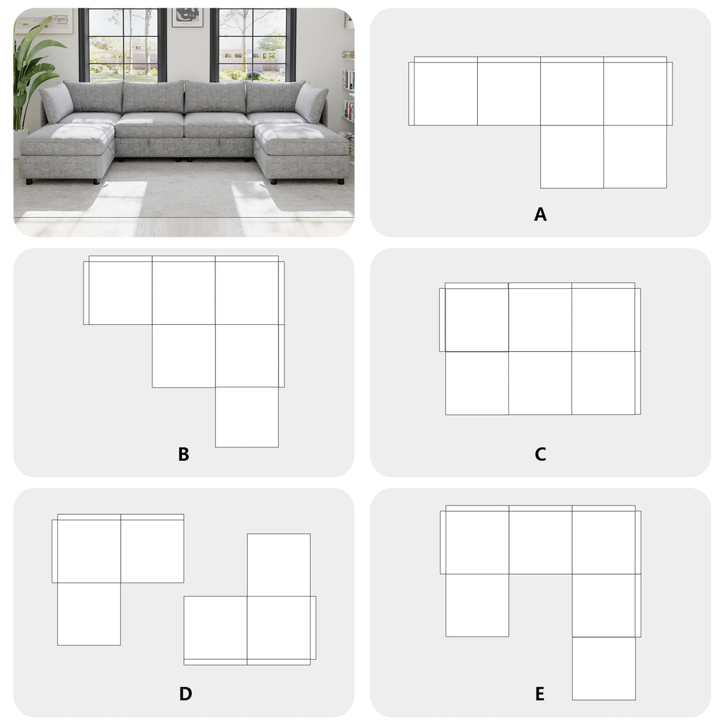 Modular Sectional Sofa, Convertible Sofa Seat With Storage, Sleeper Sectional Sofa Set, Fabric Flexible Modular Combinations for Living Room - Grand Goldman Shop