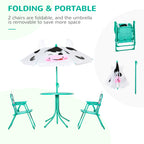 Kids Table and Chair Set, Outdoor Folding Garden Furniture, Picnic Table for Patio Backyard, with Dairy Cow Pattern, Removabl