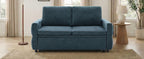 Convertible Sofa Bed 62.75' Loveseat with Adjustable Backrest and USB Ports in Blue Chenille Fabric - Grand Goldman Shop