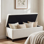 Indoor Textured Boucle White Storage Ottoman Bench - 50.98''L Upholstered Entryway Bench with Hidden Storage, 300lbs Weight Capacity for Living Room, Bedroom & Hallway - Grand Goldman Shop