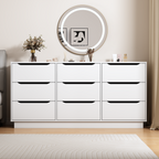 9 Drawer Dresser for Bedroom with Deep Drawers, Large Floor Wood Dressers & Chest of Drawers , Modern White Long Dressers for Closet Living Room - Grand Goldman Shop