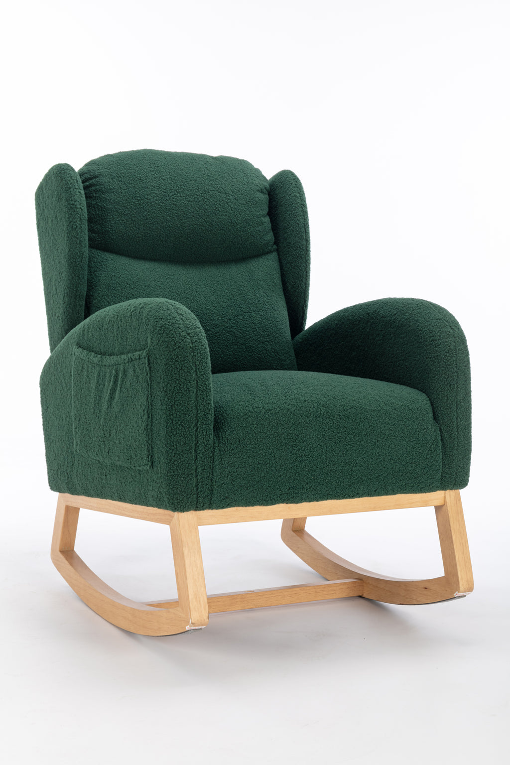 049-Teddy Fabric Rocking Chair With Packet Wood Legs,Green - Grand Goldman Shop