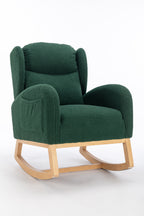 049-Teddy Fabric Rocking Chair With Packet Wood Legs,Green - Grand Goldman Shop