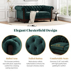 VIVALUX Chesterfield Velvet Loveseat Sofa 2-Person Rolled Arm Upholstered Couch Forest Green 59.44' - Grand Goldman Shop
