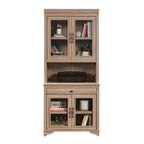 Library Hutch with Glass Doors, Brown finish - Grand Goldman