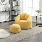 Bedding Bean Bag Sofa Chair with High-Pressure Foam and Footrest, Yellow Microfiber - Grand Goldman Shop