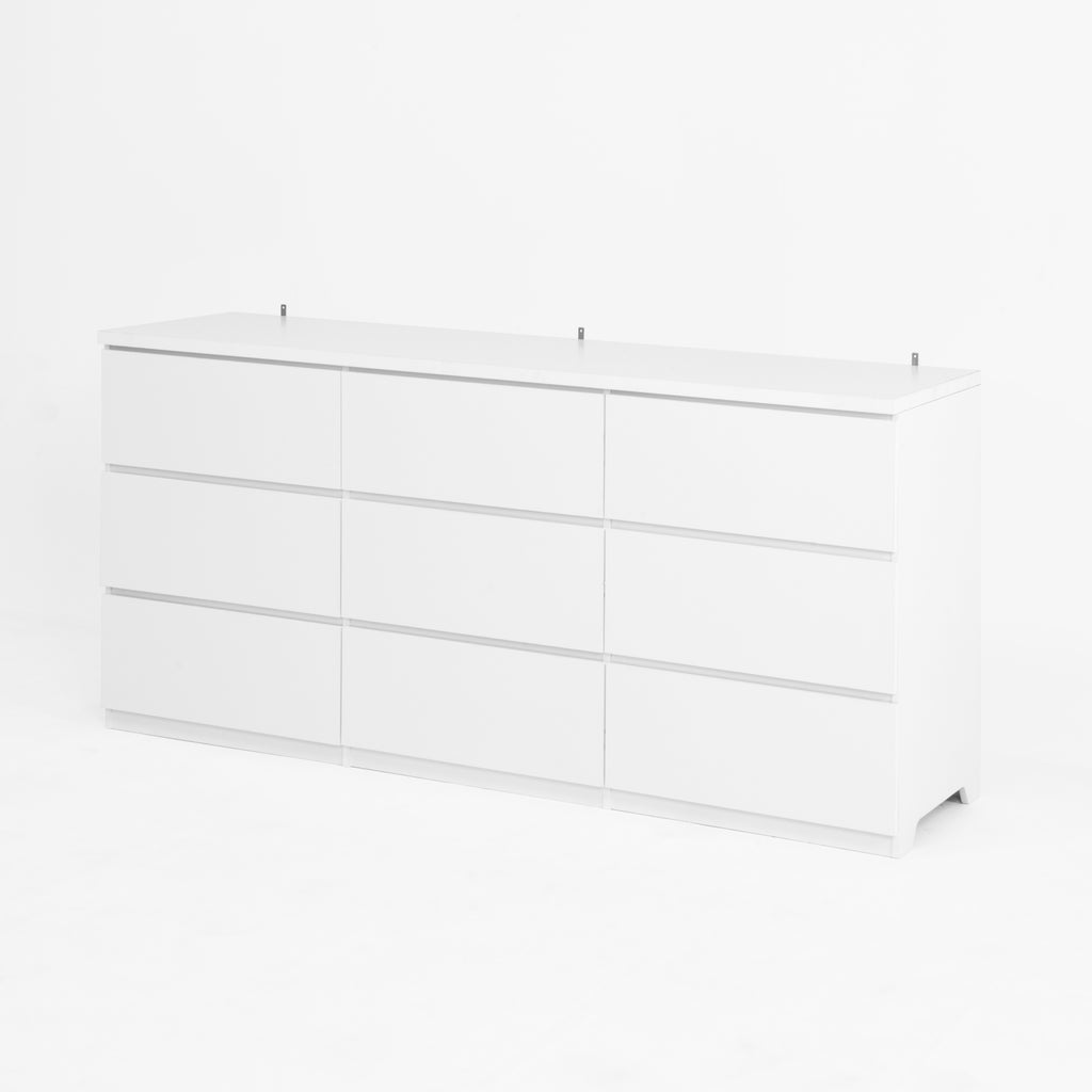 9 Drawer Dresser with No Handle Design, Modern White Matte Wood Dresser for Bedroom, Storage Chest of Drawers for Living Room, Hallway, Entryway - Grand Goldman Shop