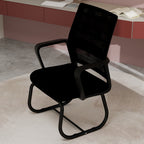 Minimalist Modern Office Chair with Metal Frame, Soft Cushion, Mesh Backrest, Black, for Home & Office Use | Premium Home Dec