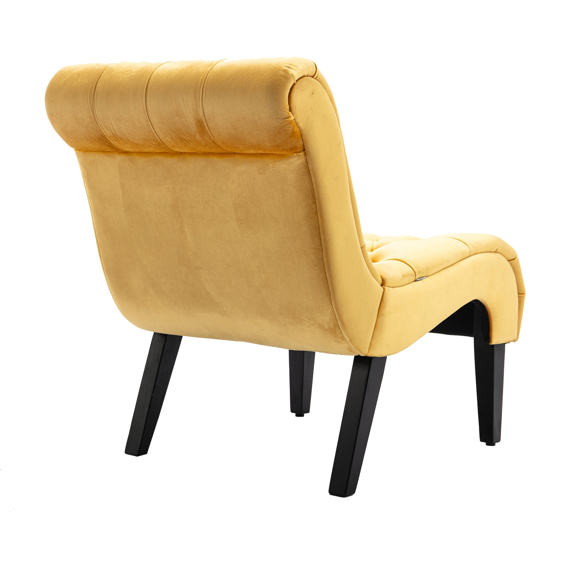 COOLMORE Modern Velvet Armless Accent Living Room Chair / Leisure Chair,Upholstered Fabric Button Comfortable Chair with Wooden Legs for Bedroom, Living Room, Office (Mustard Velvet) - Grand Goldman Shop