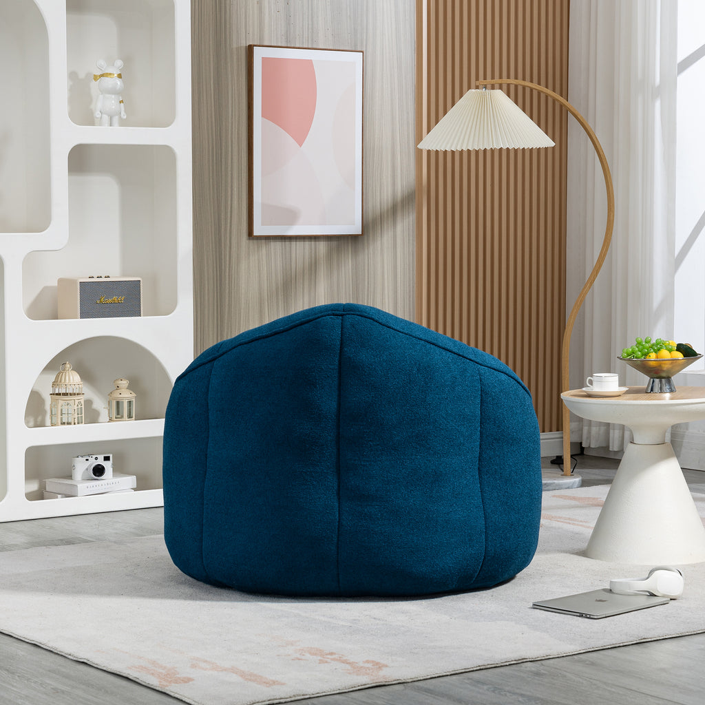 Bedding Bean Bag Sofa Chair with High-Pressure Foam and Footrest, Blue Microfiber - Grand Goldman Shop