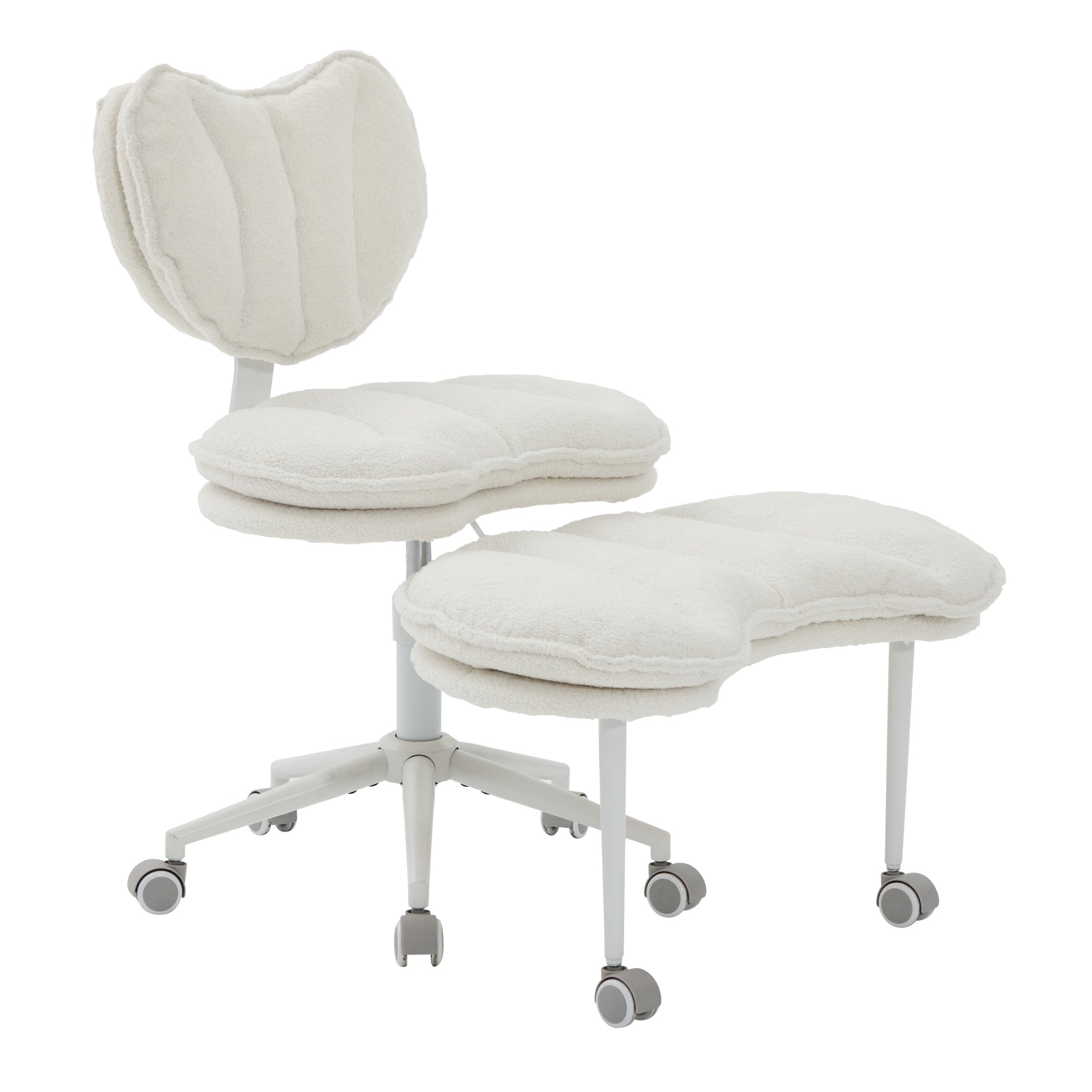 Meditation Chair Plus, Teddy Fleece Double-Layer Padding Cross Legged Rolling Chair for ADHD, Criss Cross Desk Chair with Lum