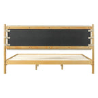 Modern King Bed Frame Set with 2 Nightstands, Beige Wood Platform Bed with Headboard and Matching Bedside Tables for Bedroom - Grand Goldman Shop