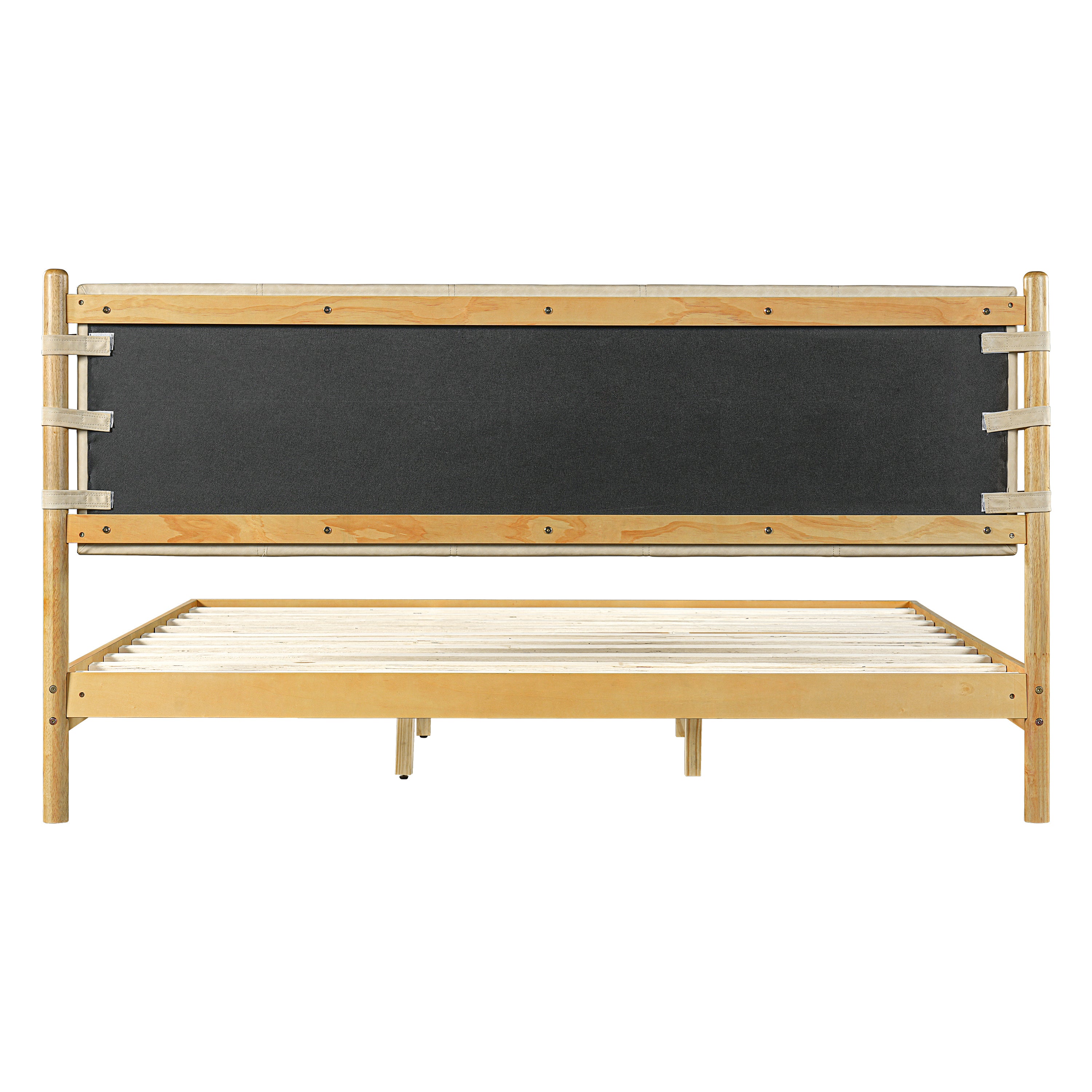Modern King Bed Frame Set with 2 Nightstands, Beige Wood Platform Bed with Headboard and Matching Bedside Tables for Bedroom - Grand Goldman Shop
