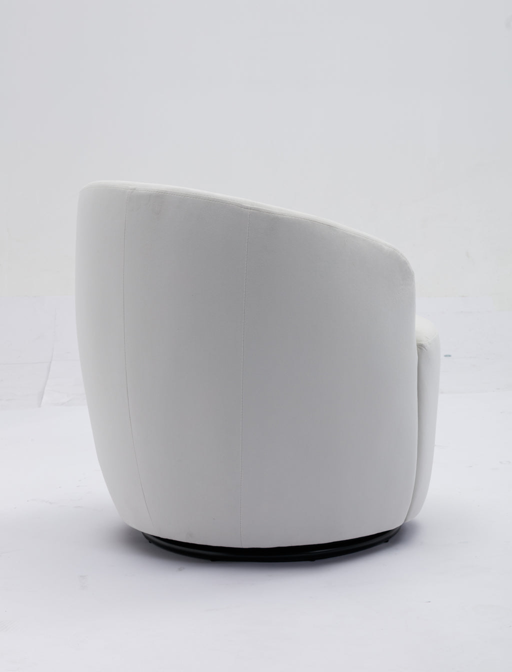 Velvet Fabric Swivel Accent Armchair Barrel Chair With Black Powder Coating Metal Ring,White - Grand Goldman Shop