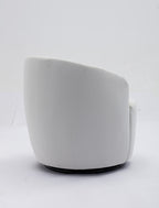 Velvet Fabric Swivel Accent Armchair Barrel Chair With Black Powder Coating Metal Ring,White - Grand Goldman Shop
