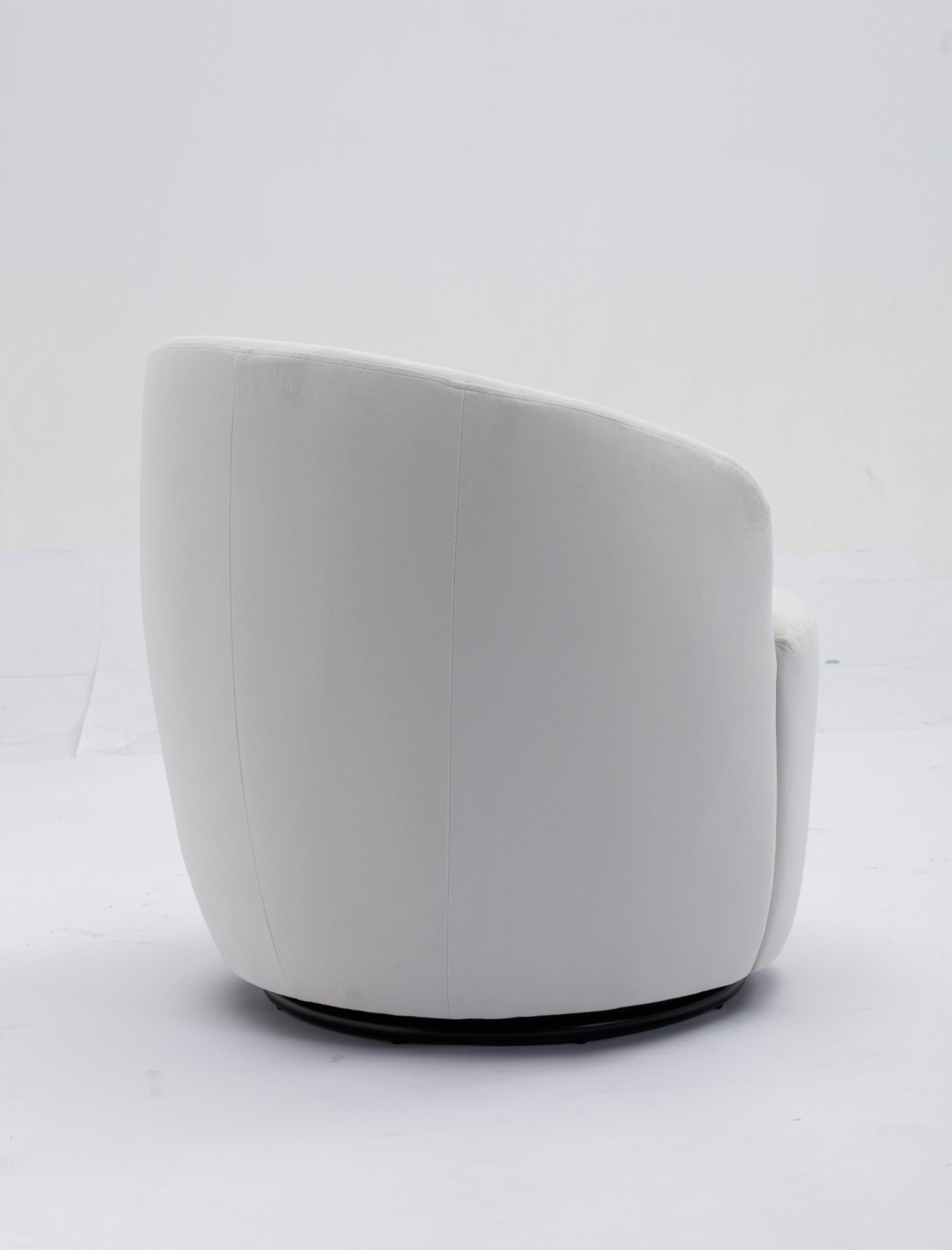 Velvet Fabric Swivel Accent Armchair Barrel Chair With Black Powder Coating Metal Ring,White - Grand Goldman Shop