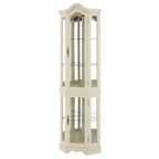 Curio Cabinet Lighted Glass Display Curio Cabinet w/Tempered Glass Doors and Shelves, Crown Corner Cabinet with Bulb, Corner Storage Decoration for Living room and Bedroom WHI - Grand Goldman Shop