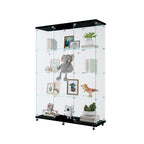 Glass Display Cabinet with 4 Shelves Extra Large, Curio Cabinets for Living Room, Bedroom, Office, Black Floor Standing Glass