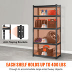 Storage Shelving Unit, 5-Tier Adjustable, 2000 lbs Capacity, Heavy Duty Garage Shelves Metal Organizer Utility Rack, Black, 30' L x 12' W x 60' H for Kitchen Pantry Basement Bathroom Laundry - Grand Goldman Shop