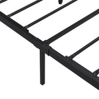 Modern Metal Platform Bed Frame with Wooden Headboard and Footboard, USB Liner, Queen Size, Black and Brown - Grand Goldman Shop