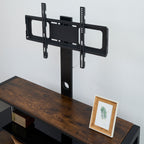 Wooden Storage TV Stand Black Tempered Glass Height Adjustable Universal Swivel Entertainment Center With Mount TV Stand, Rustic Browm - Grand Goldman Shop